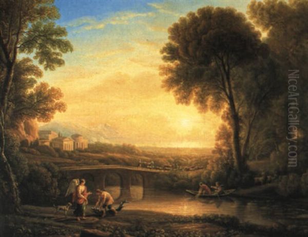 Ideale Landschaft Mit Tobias Und Dem Engel Oil Painting by Claude Lorrain