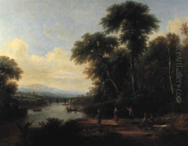 Idyllic Landscape With Figures Oil Painting by Claude Lorrain