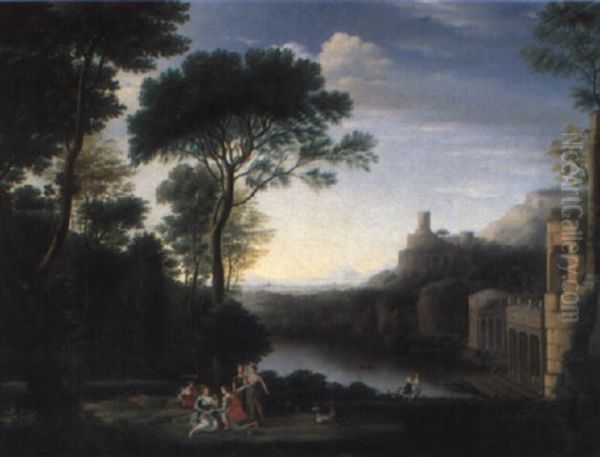 Arkadische Landschaft Oil Painting by Claude Lorrain