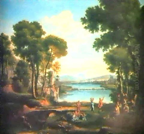 Waldlandschaft Mit Frohlicher Gesellschaft Oil Painting by Claude Lorrain