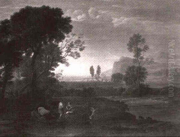 An Italianate River Landscape With The Flight Into Egypt Oil Painting by Claude Lorrain