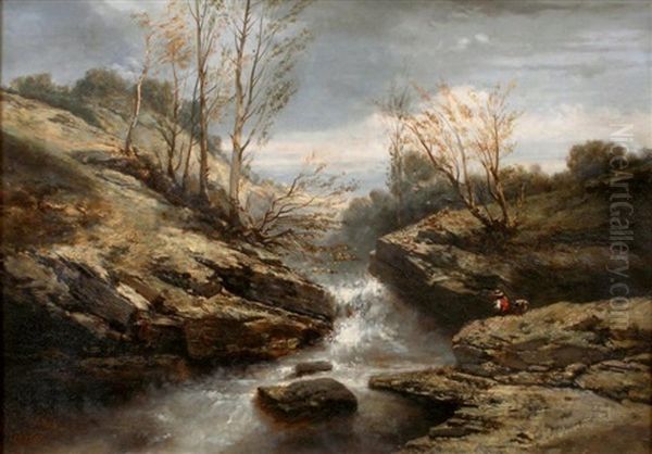 Le Torrent Oil Painting by Leberecht Lortet