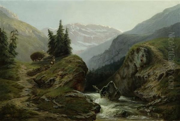 Berglandschaft Oil Painting by Leberecht Lortet