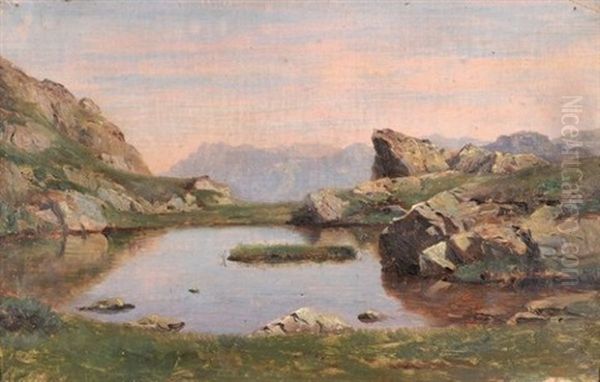 Lac D'altitude (eychauda?) Oil Painting by Leberecht Lortet