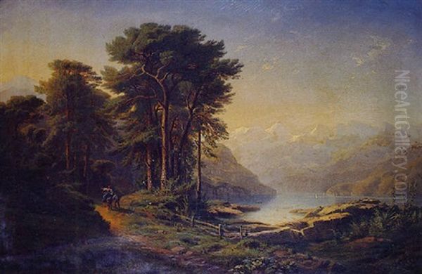 Lac Alpestre Oil Painting by Leberecht Lortet