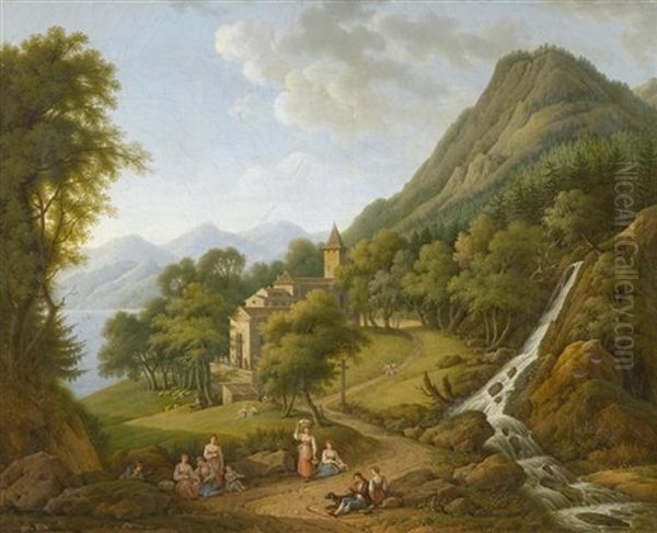 Mittagspause Am Wasserfall Oil Painting by Gabriel Ludwig Lory