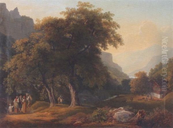 Sicht Vom Haslital Gegen Den Brienzersee Oil Painting by Gabriel Ludwig Lory