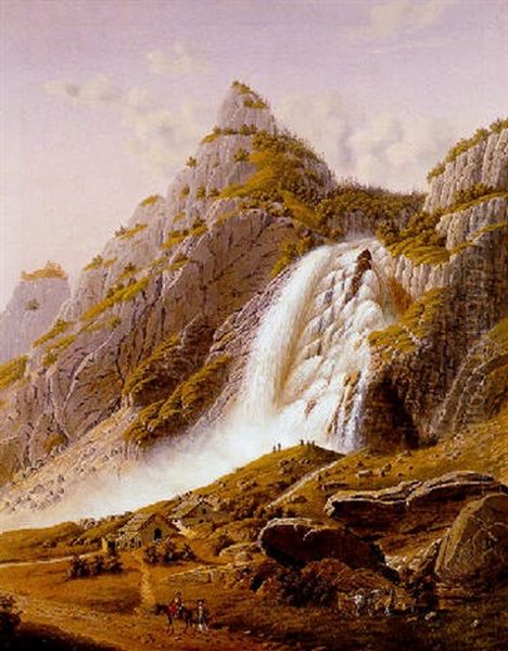 Cascade Du Pisse-vache Oil Painting by Gabriel Ludwig Lory