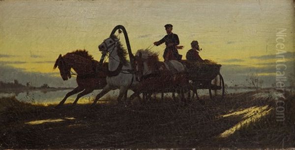 Horse-drawn Vehicle Oil Painting by Waldemar Los