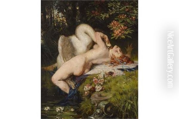 Leda Und Der Schwan Oil Painting by Heinrich Lossow