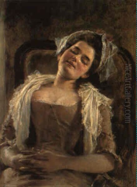 Asleep Oil Painting by Heinrich Lossow