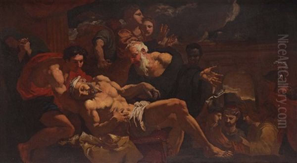 La Morte Di Seneca Oil Painting by Johann Carl Loth