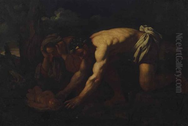 The Abandonment Of Moses Oil Painting by Johann Carl Loth