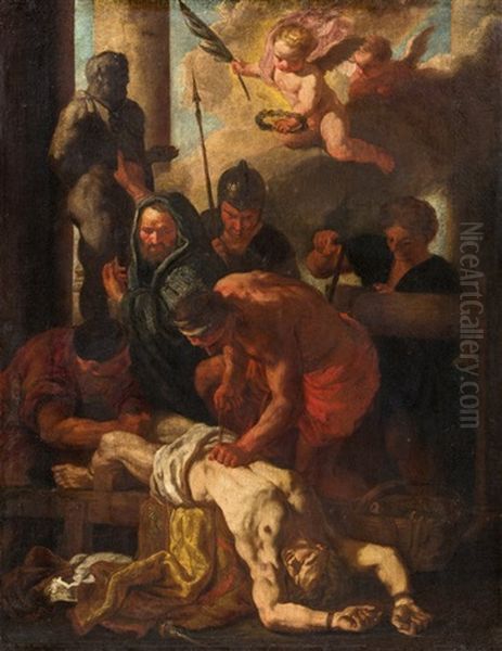 Das Martyrium Des Hl. Erasmus Oil Painting by Johann Carl Loth