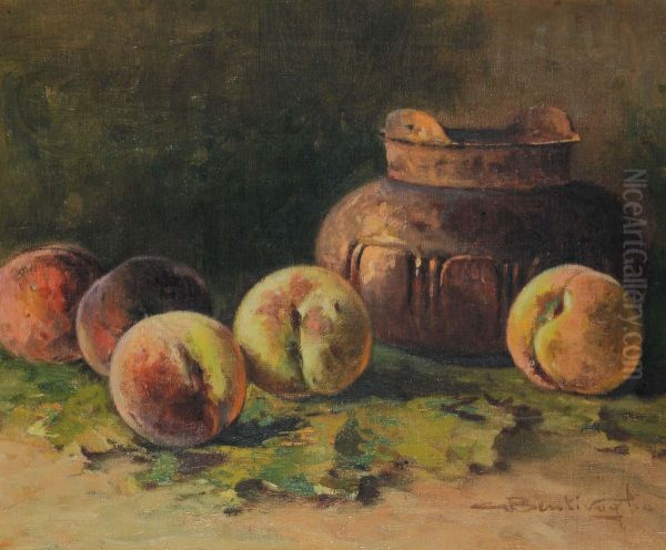 Natura Morta Con Pesche Oil Painting by Cesare Bentivoglio