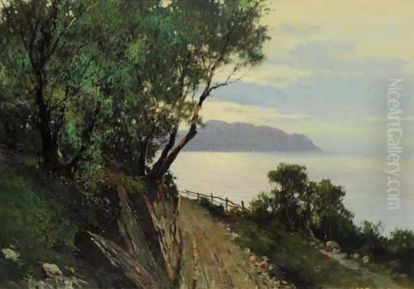 Riviera Ligure Oil Painting by Cesare Bentivoglio