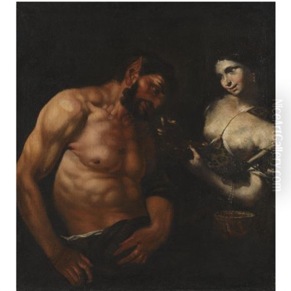 A Nymph And A Satyr Oil Painting by Johann Carl Loth