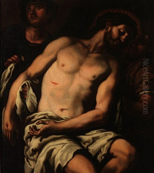 Der Tote Christus, Von Zwei Engeln Gestuzt Oil Painting by Johann Carl Loth