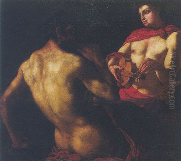 Apollo And Marsyas Oil Painting by Johann Carl Loth