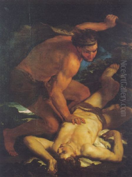 Cain Slaying Abel Oil Painting by Johann Carl Loth