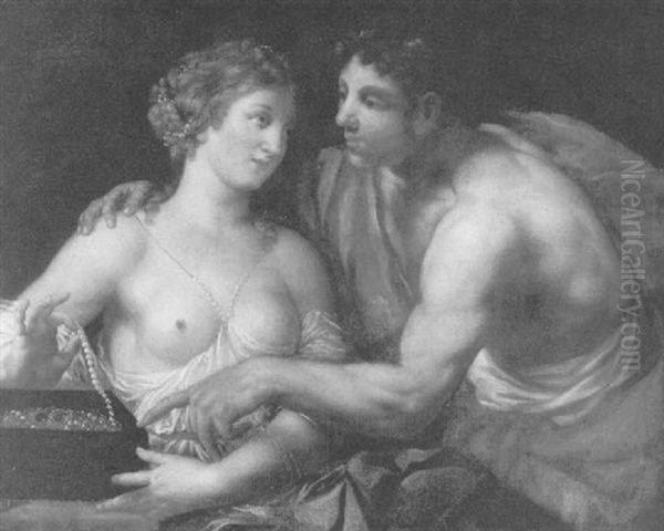 Venus And Adonis Oil Painting by Johann Carl Loth