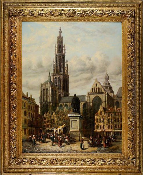 Antwerp, Place Oil Painting by Augustus Bentley