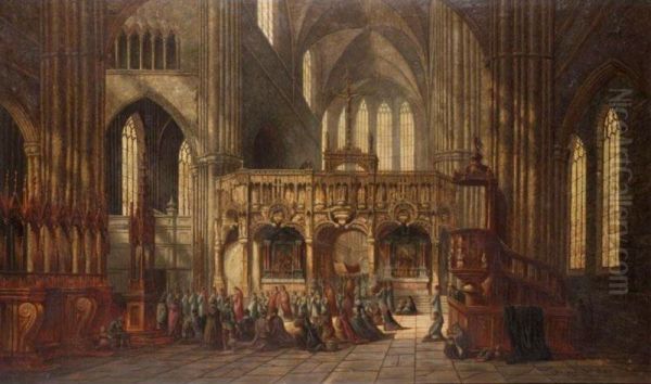 Cathedral At Aerschot, Belgium Oil Painting by Augustus Bentley