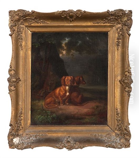 Dachshund Oil Painting by Ernst Lotichius