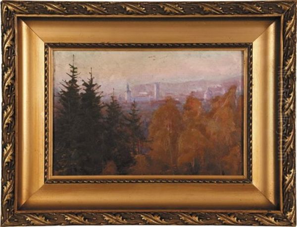 Widok Z Parku Stryjskiego (lwow) Oil Painting by Kazimierz Lotocki