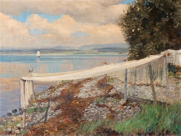 Netze Am Ufer Oil Painting by Heinrich Lotter