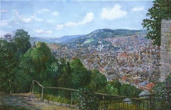 Blick Von Einer Anhohe Auf Eine Stadt Oil Painting by Heinrich Lotter