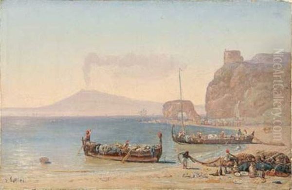 Pecheurs Dans La Baie De Naples Oil Painting by Louis Lottier