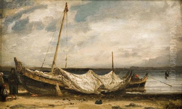 Barques Turques De La Troade (turquie) Oil Painting by Louis Lottier