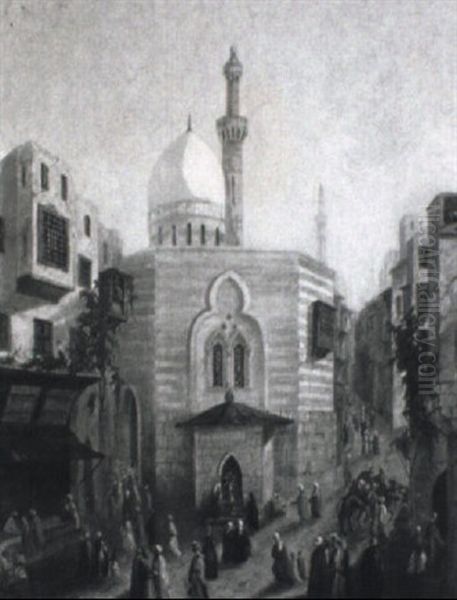 Strasenszene In Kairo Oil Painting by Pierre Victor Lottin De Laval