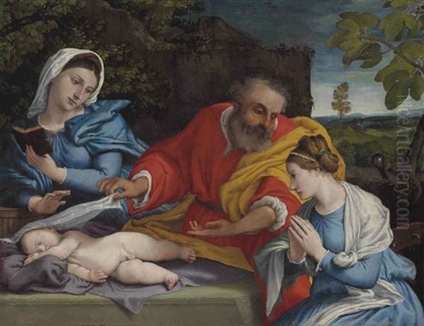 The Holy Family With Saint Catherine Of Alexandria Oil Painting by Lorenzo Lotto