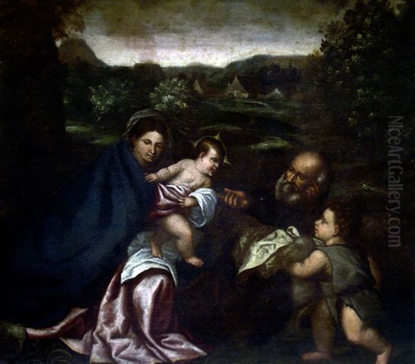 Sainte Famille Avec Saint Jean Baptiste by Lorenzo Lotto