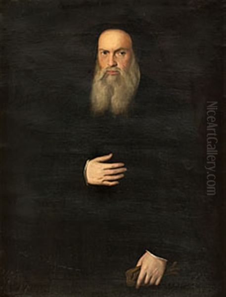 Man Med Langt Skagg Oil Painting by Lorenzo Lotto