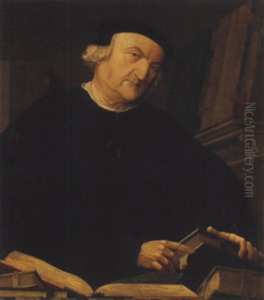 Portrait D'un Homme Tenant Des Livres Oil Painting by Lorenzo Lotto