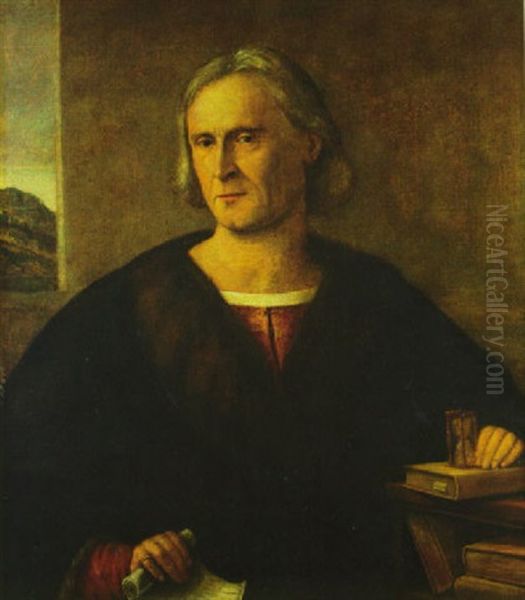 Portrait Of Gentleman, Said To Be Christopher Columbus Oil Painting by Lorenzo Lotto