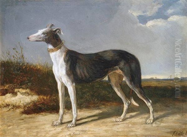 Greyhound Oil Painting by Karoly Lotz