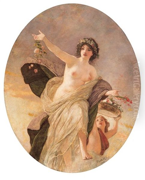 Allegory Of Spring Oil Painting by Karoly Lotz