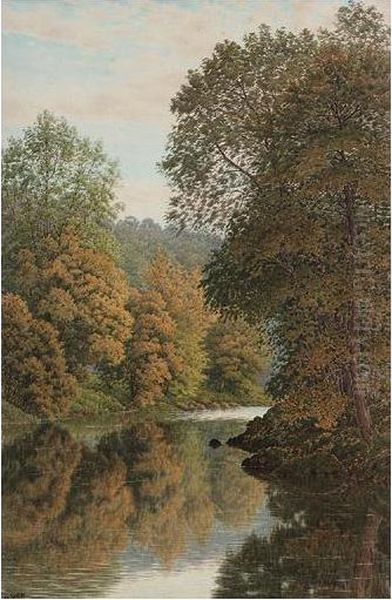 River Landscape Oil Painting by Charles Bentley