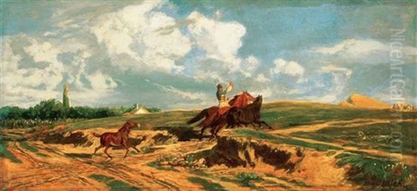 Vagtato Lovas (rider) Oil Painting by Karoly Lotz