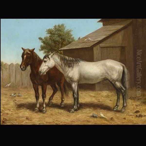 Two Horses Oil Painting by Matilda Lotz