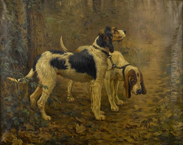 Russian Bloodhounds Oil Painting by Matilda Lotz