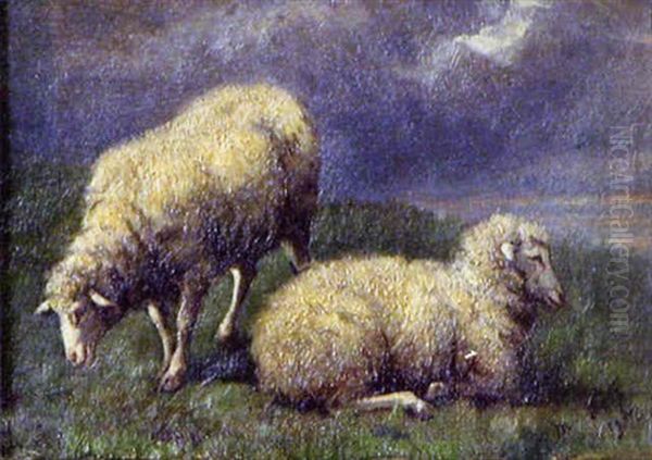 Pastoral Scene With Sheep by Matilda Lotz