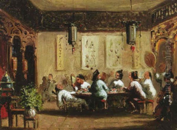 Chinatown Interior Oil Painting by Matilda Lotz