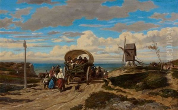 Le Chariot Oil Painting by Emile (Charles Joseph) Loubon