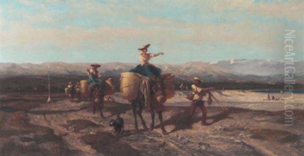 Les Paludieres Oil Painting by Emile (Charles Joseph) Loubon