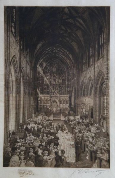 Interior Westminster - Abbey Wedding Oil Painting by James T. Bentley